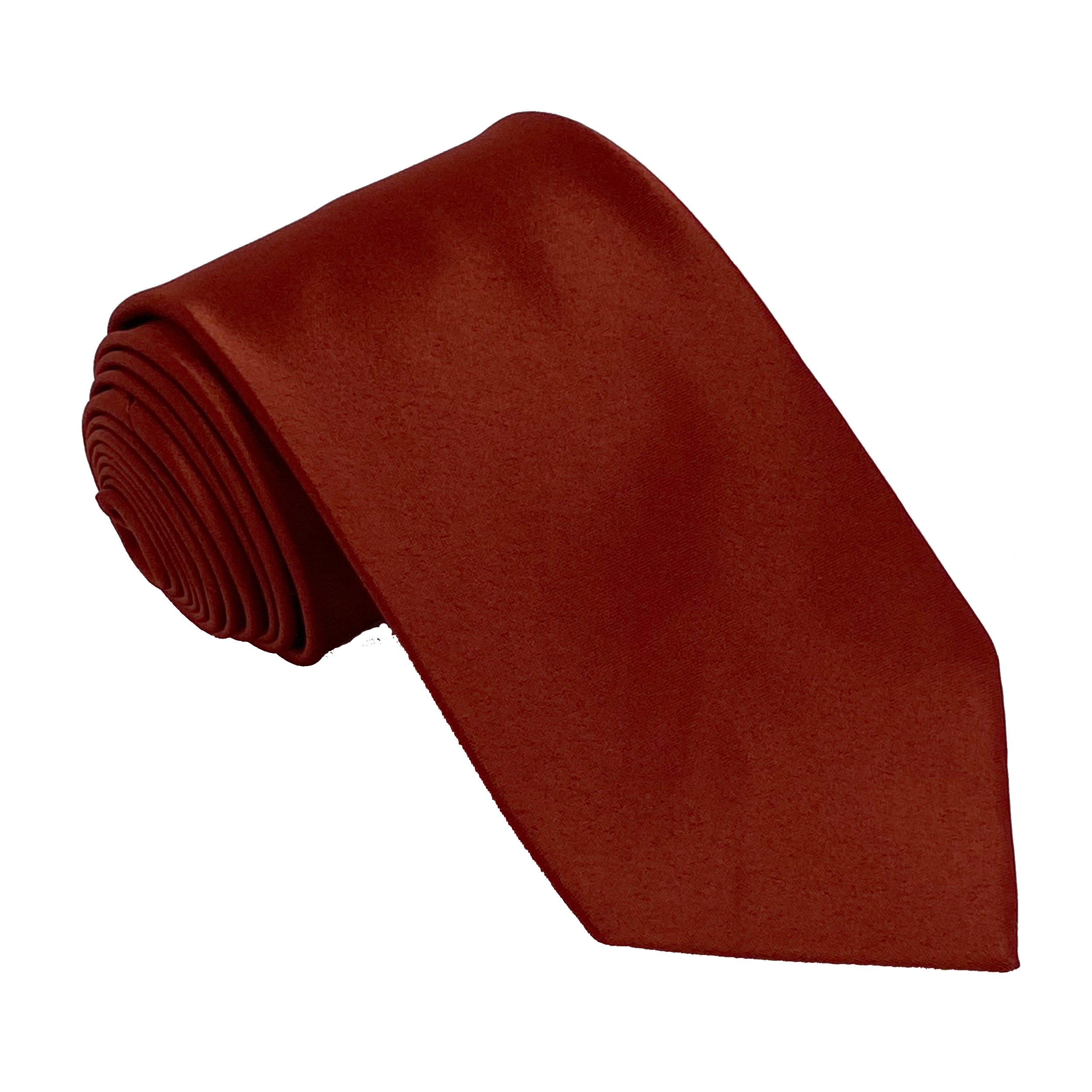 Men's Terracotta satin self-tie necktie