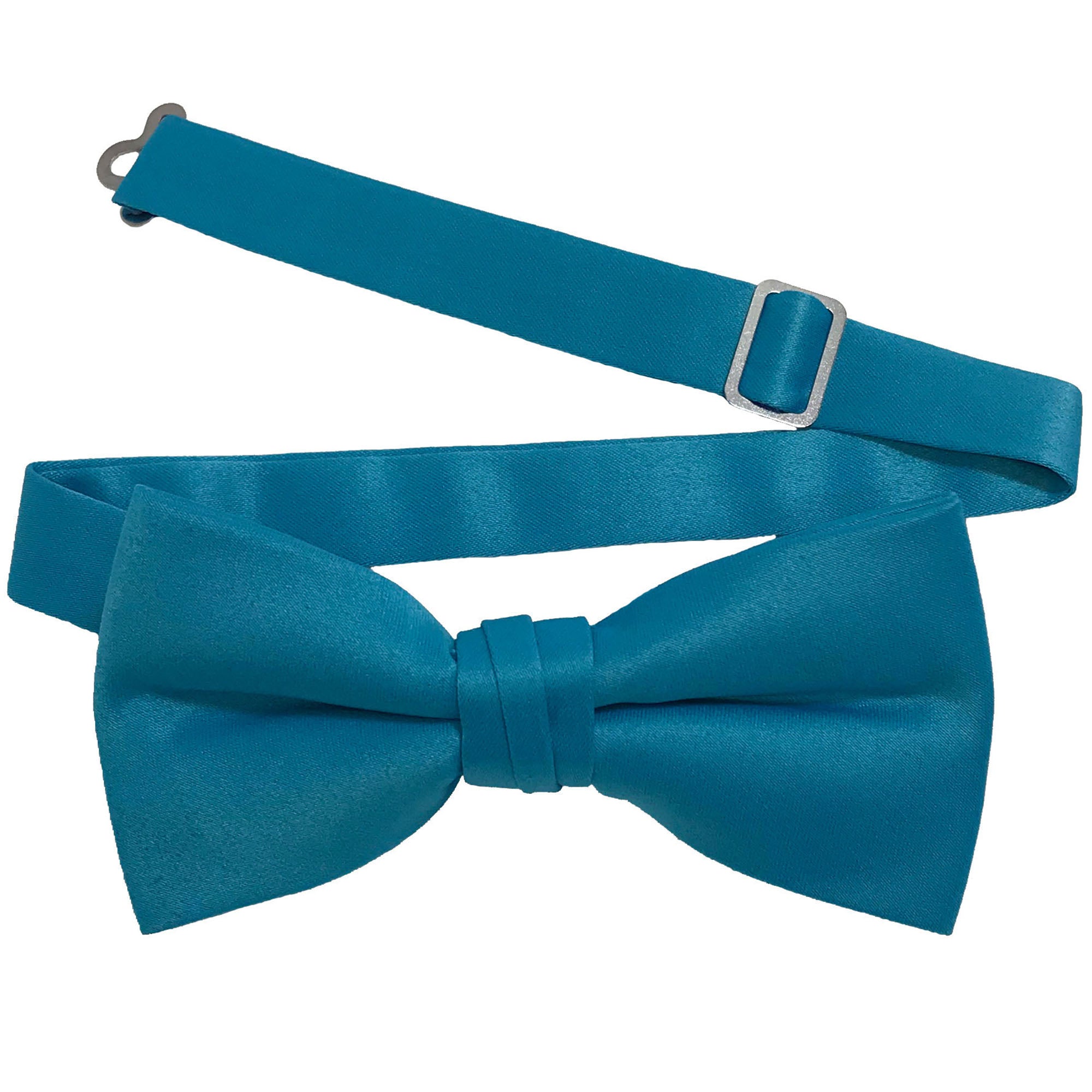 Men's Turquoise solid satin pre-tied bow tie