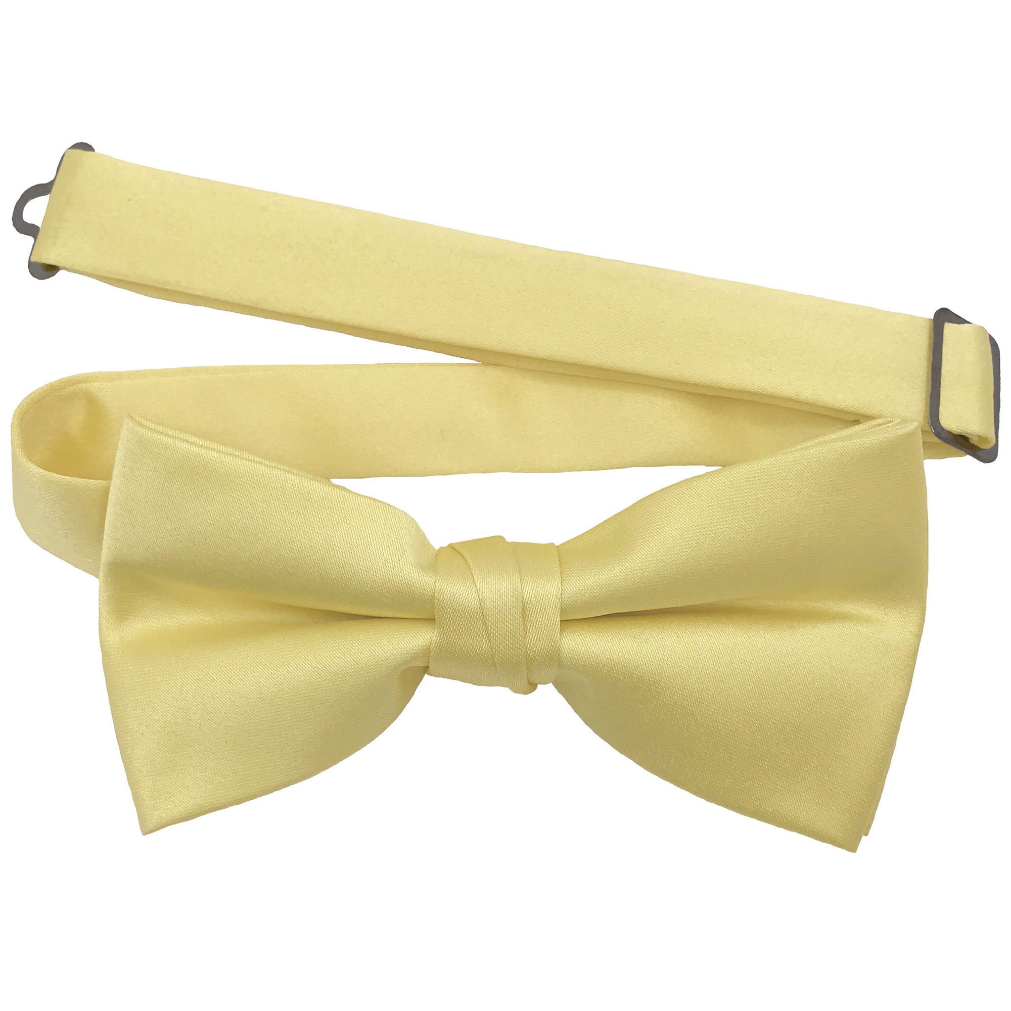 Men's Yellow solid satin pre-tied bow tie