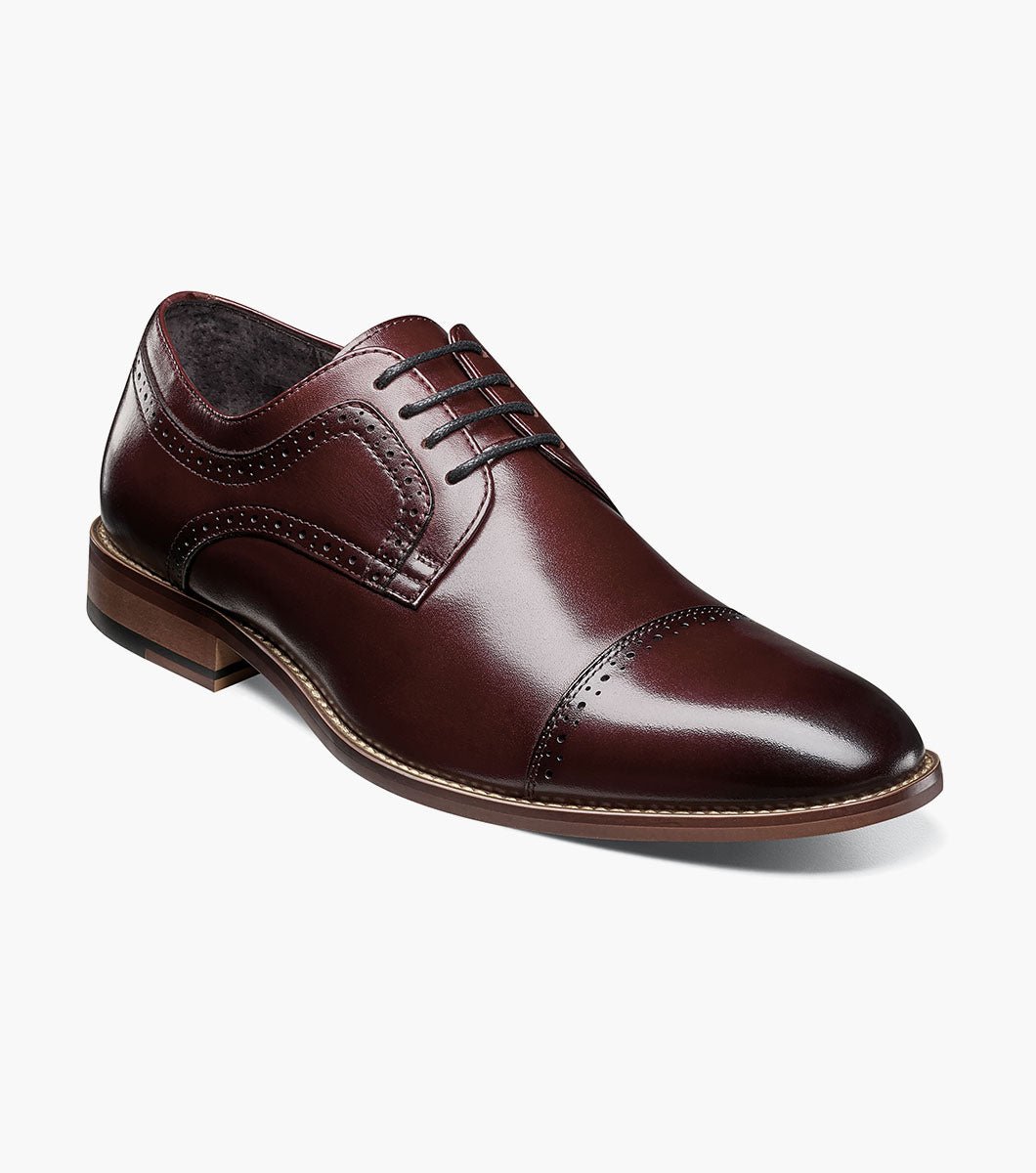 Stacy Adams Dickinson Cap Toe Oxford Dress Shoes - Burgundy - Upscale Men's Fashion
