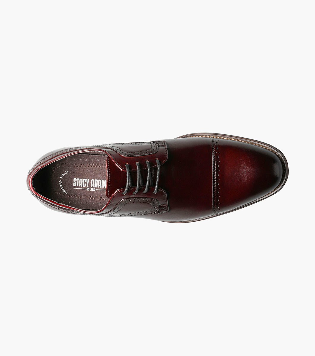 Stacy Adams Dickinson Cap Toe Oxford Dress Shoes - Burgundy - Upscale Men's Fashion