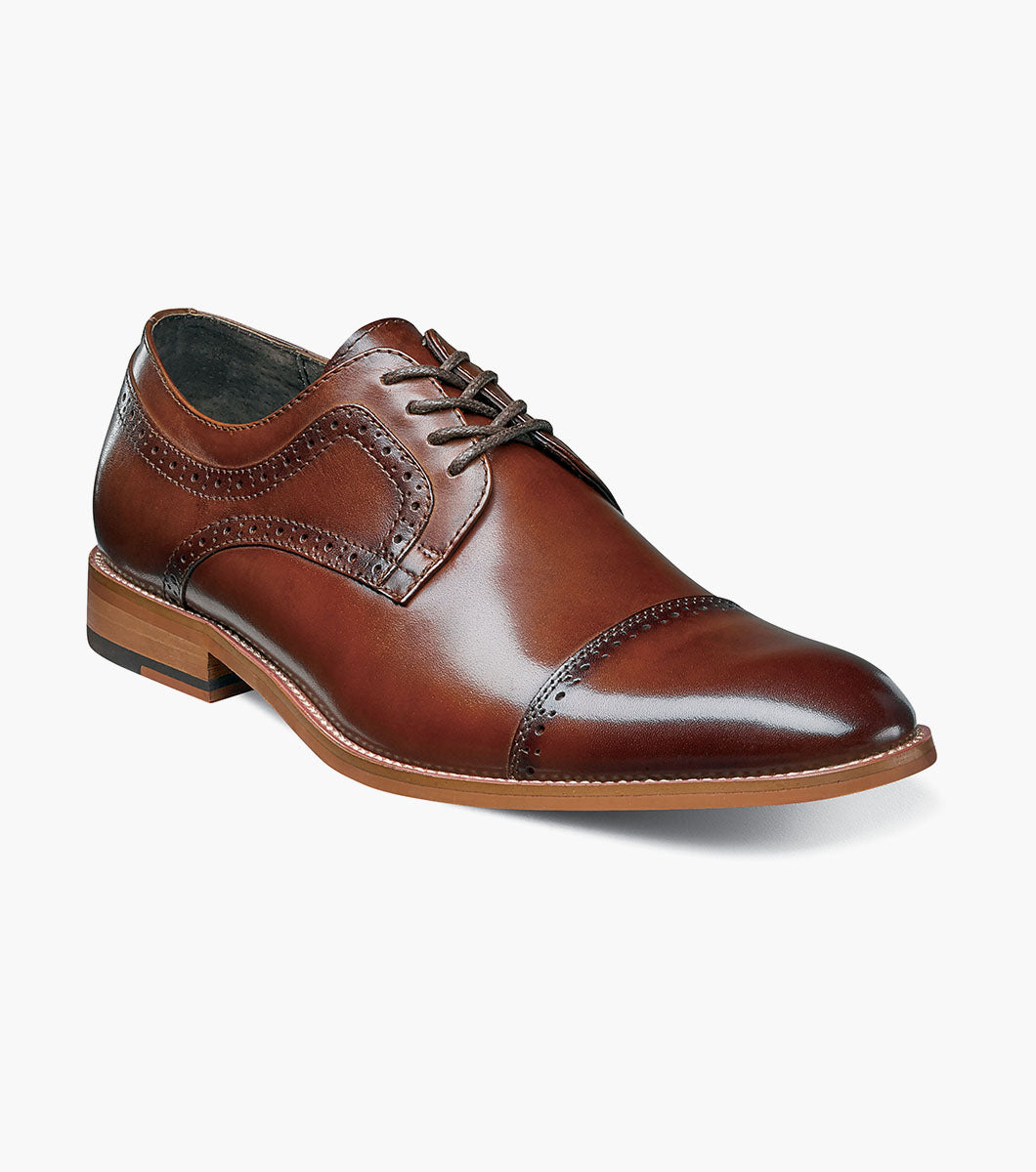 Stacy Adams Dickinson cap toe Oxford dress shoes in cognac, view 1