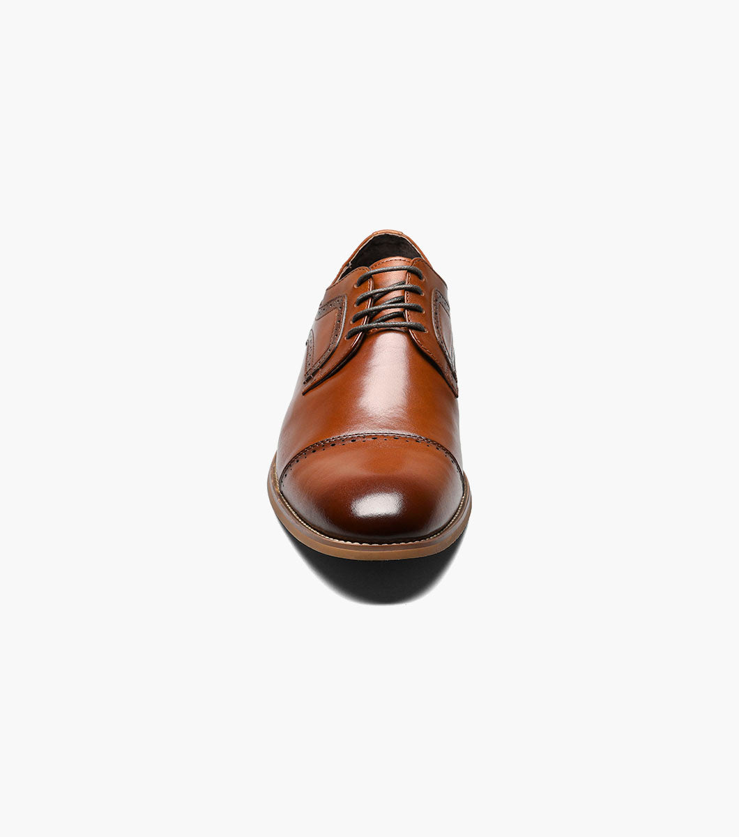 Stacy Adams Dickinson cap toe Oxford dress shoes in cognac, view 6
