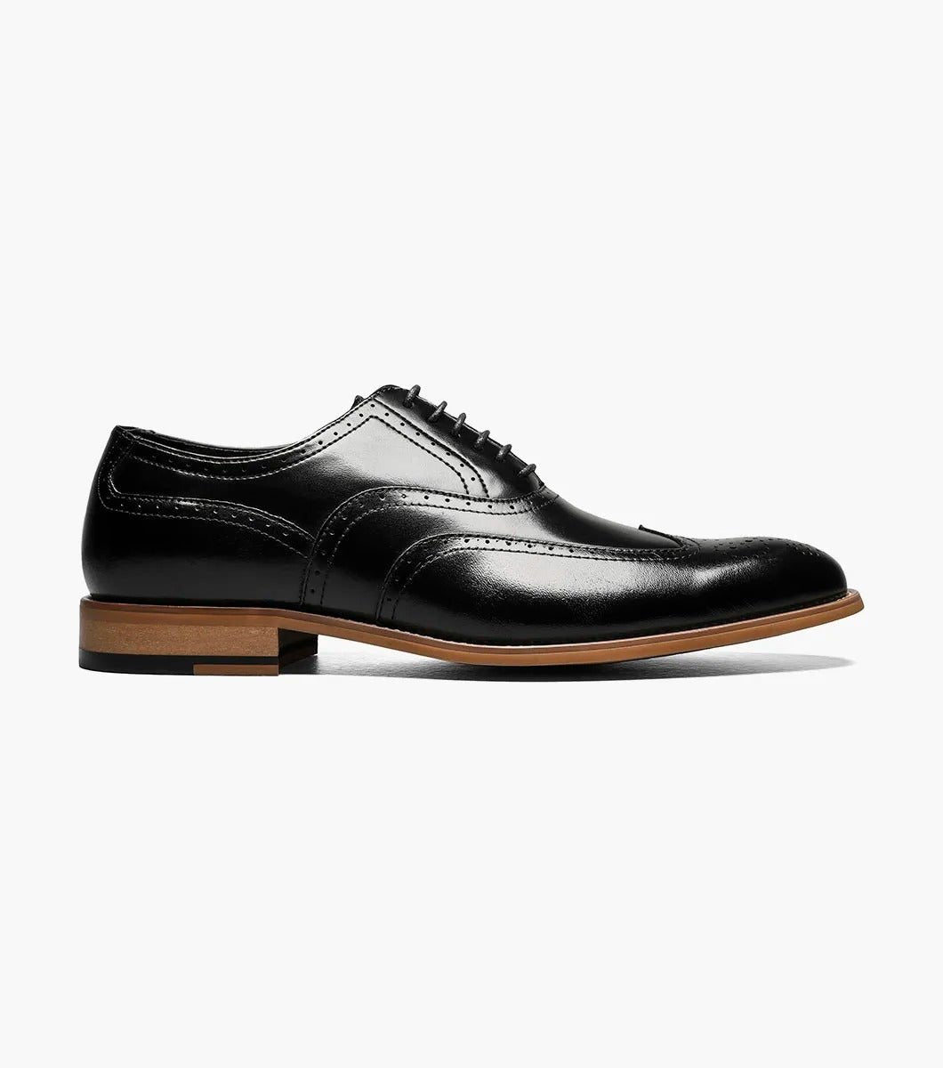 Stacy Adams Dunbar Wingtip Oxford Shoes – Black - Upscale Men's Fashion