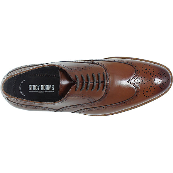 Cognac Stacy Adams Wingtip Dress Shoes – Top View
