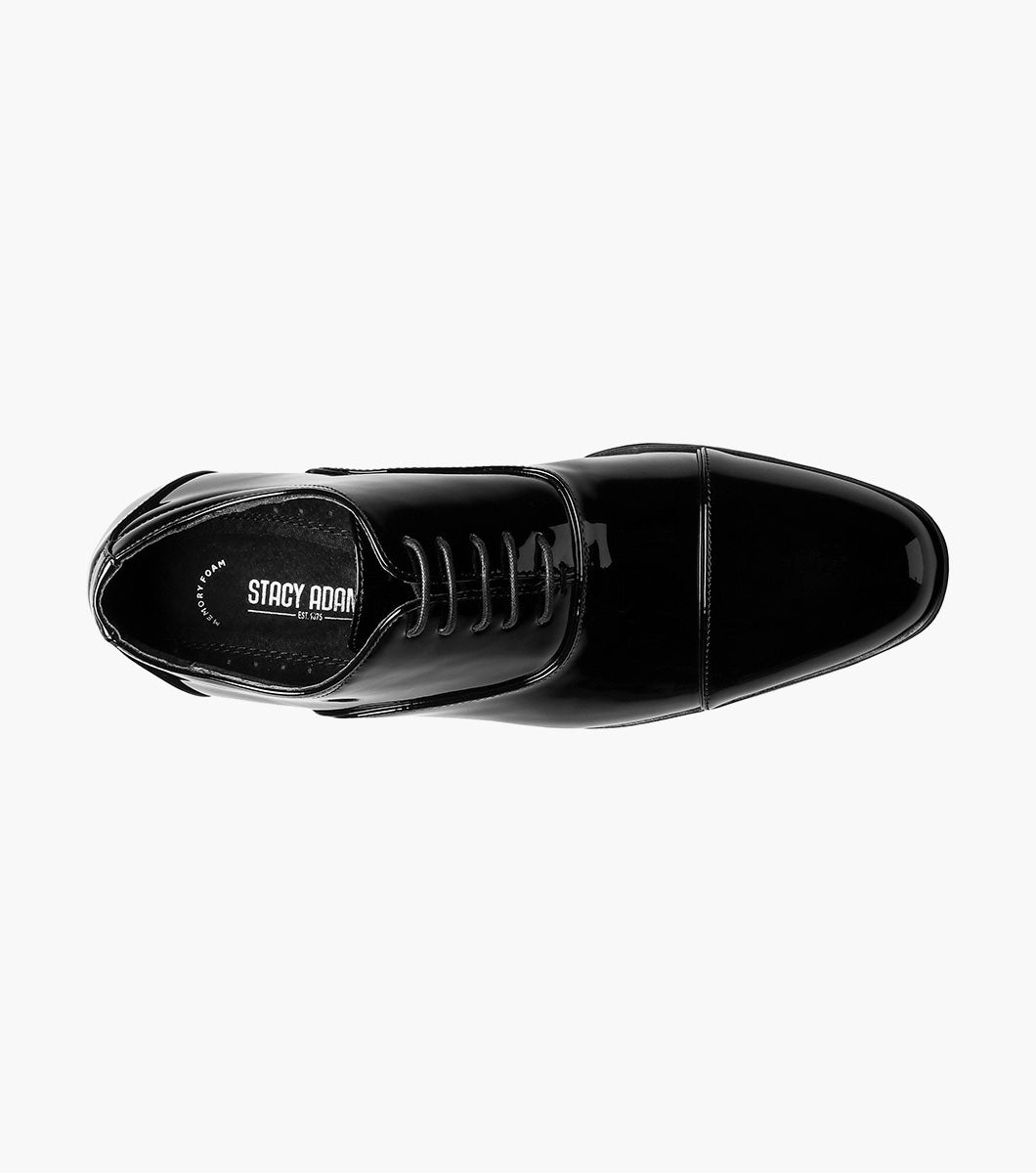 Stacy Adams Gala Black Patent cap toe Oxford tuxedo shoe, view 4