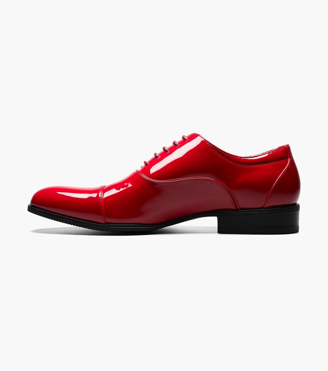 Stacy Adams Gala Patent Cap Toe Oxford Tuxedo Shoes - Red Patent - Upscale Men's Fashion