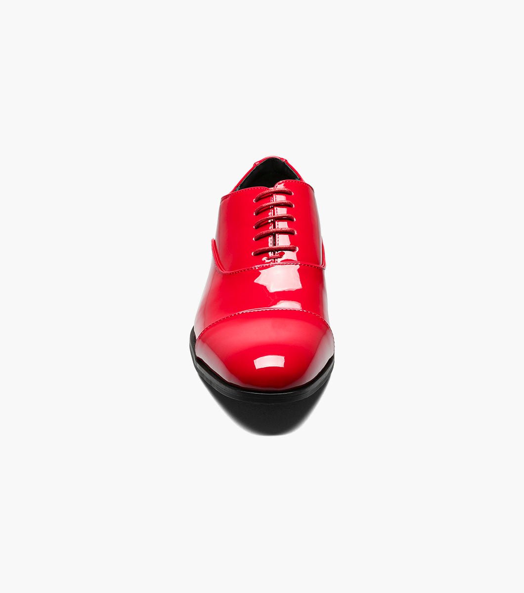 Stacy Adams Gala Patent Cap Toe Oxford Tuxedo Shoes - Red Patent - Upscale Men's Fashion