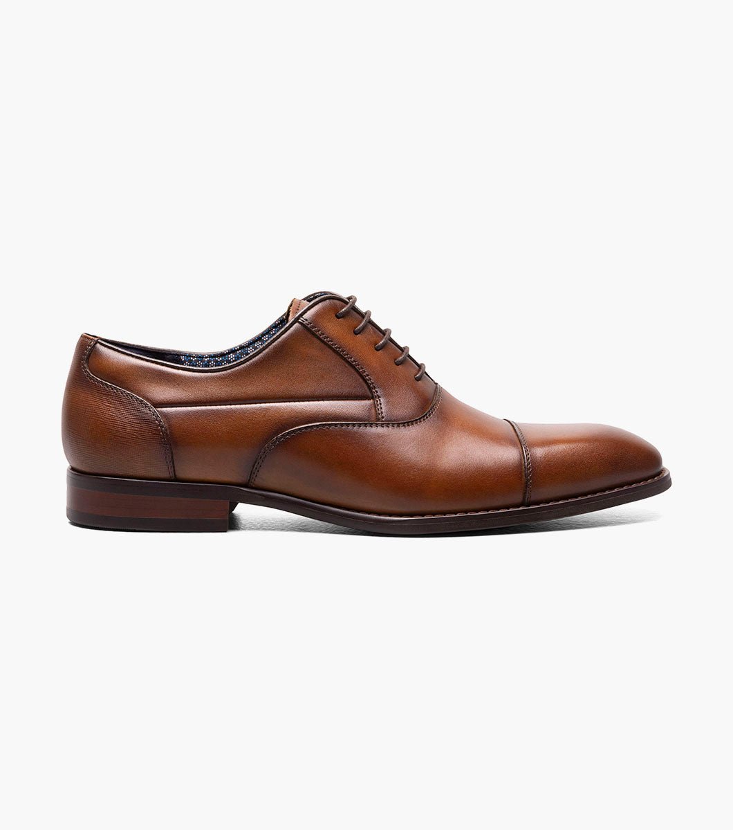 Stacy Adams Kallum Cap Toe Oxford Dress Shoes - Cognac - Upscale Men's Fashion