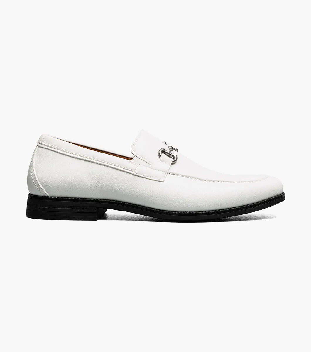 Stacy Adams Richmont Moc Toe Bit Loafers - White Tumbled - Upscale Men's Fashion