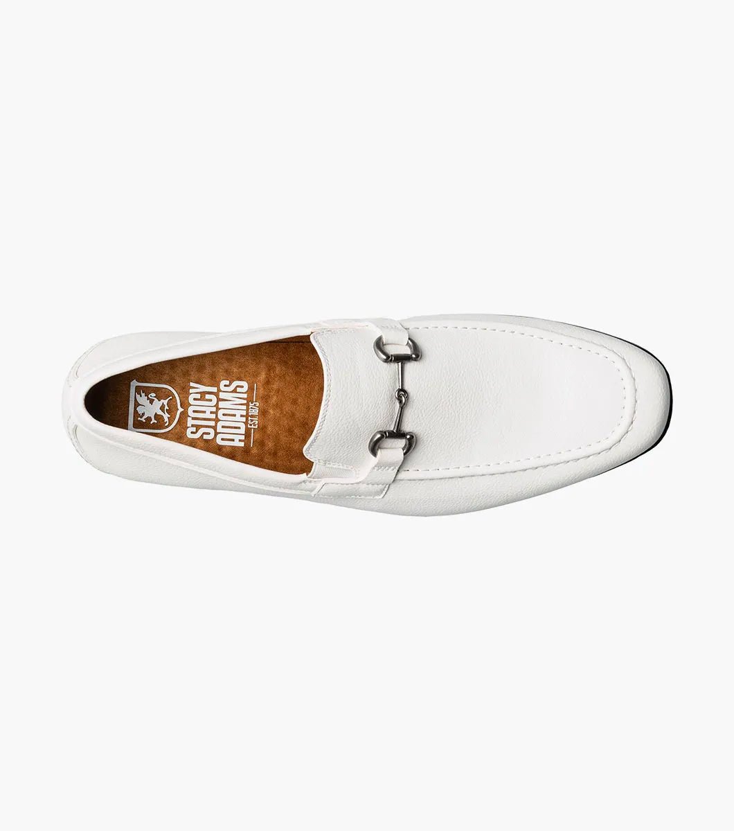 Stacy Adams Richmont Moc Toe Bit Loafers - White Tumbled - Upscale Men's Fashion