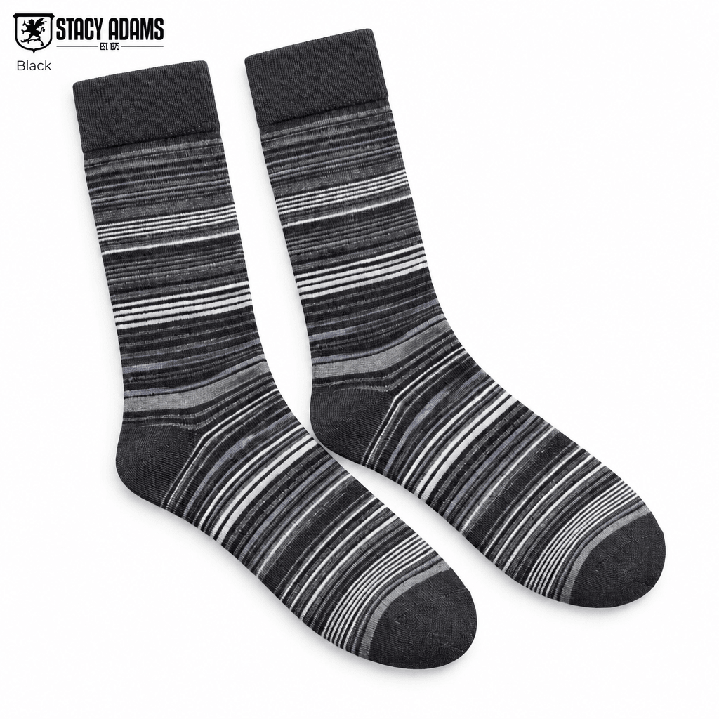 Stacy Adams Men's Black Striped Crew Dress Socks - Upscale Men's Fashion