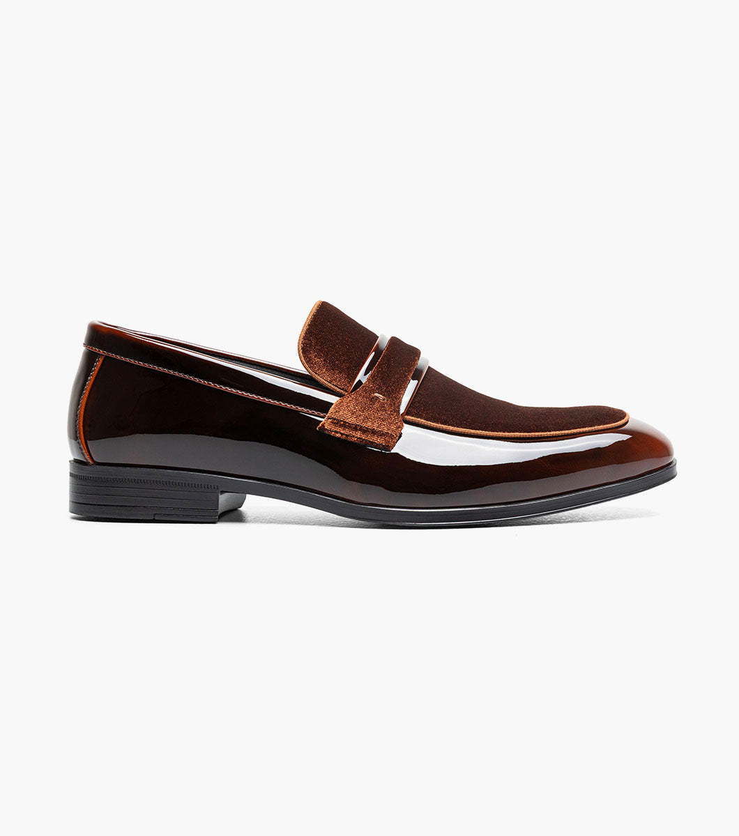 Stacy Adams Spratley Brown velour patent loafers view 2