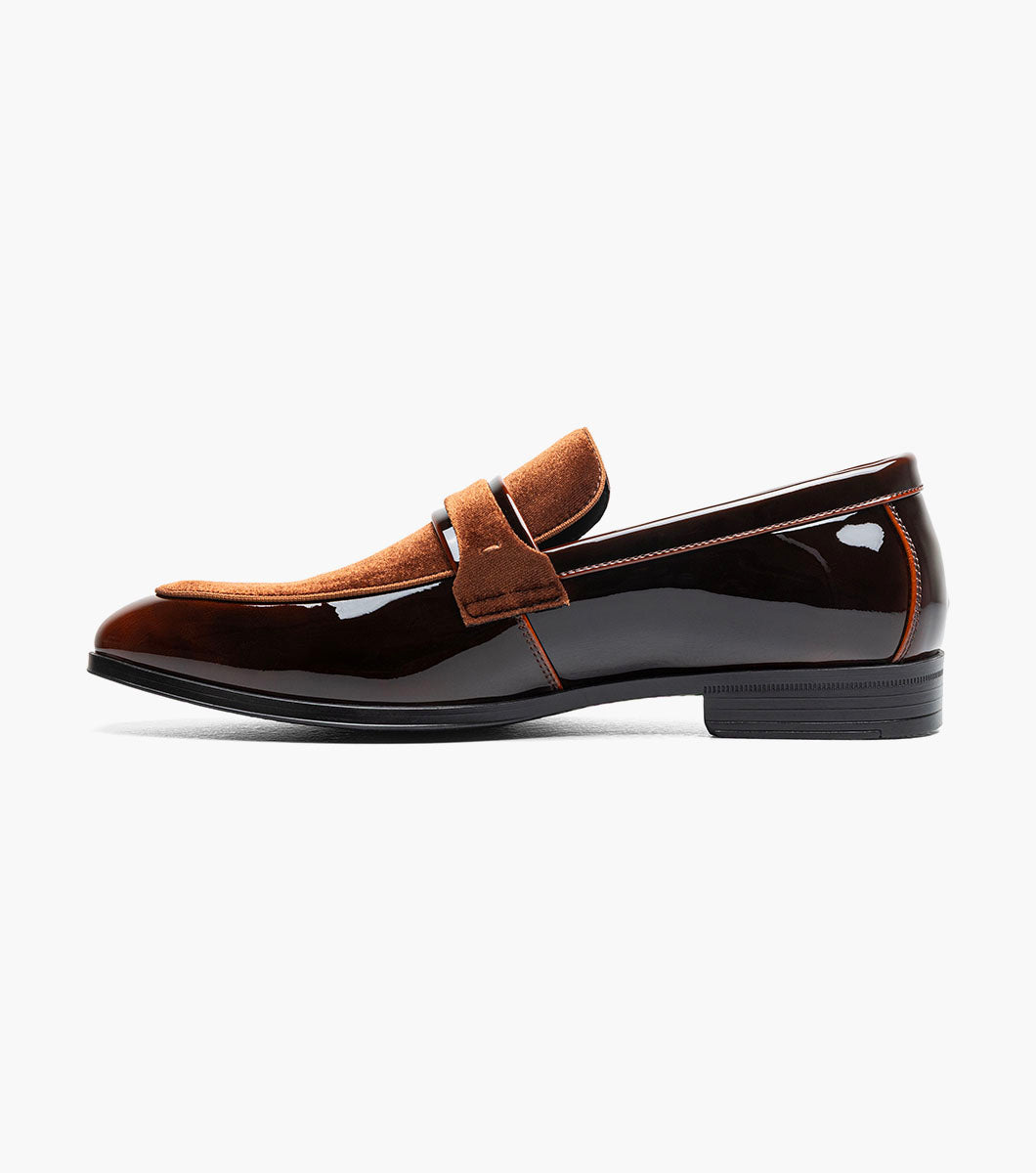 Stacy Adams Spratley Brown velour patent loafers view 5