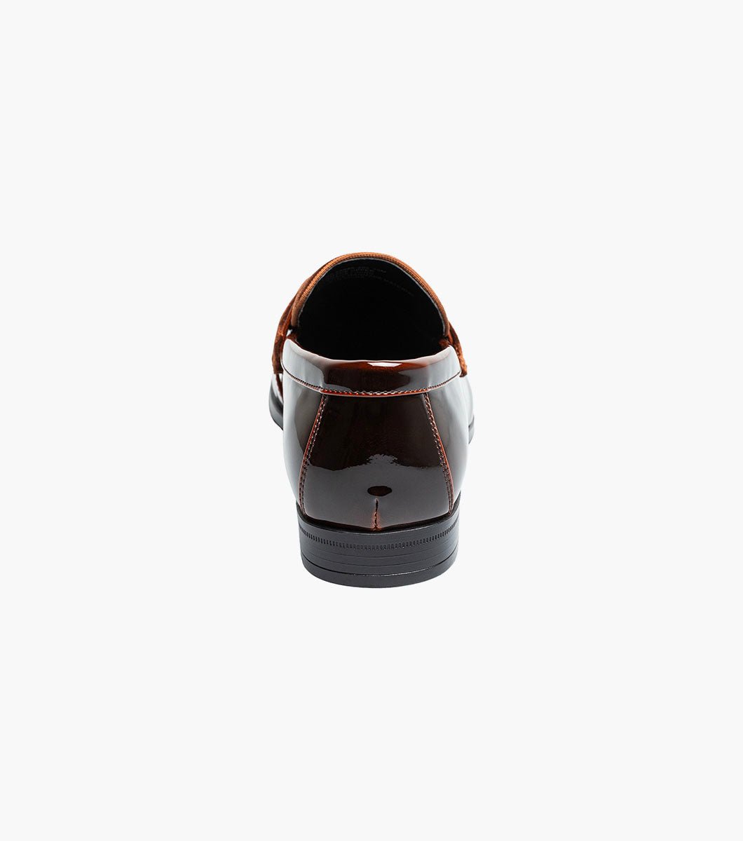 Stacy Adams Spratley Brown Velour Patent Moc Toe Loafers - Upscale Men's Fashion