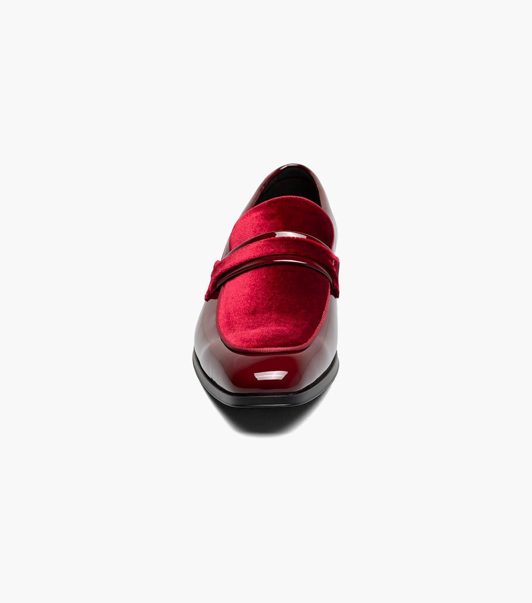 Stacy Adams Spratley Burgundy velour patent loafers view 6