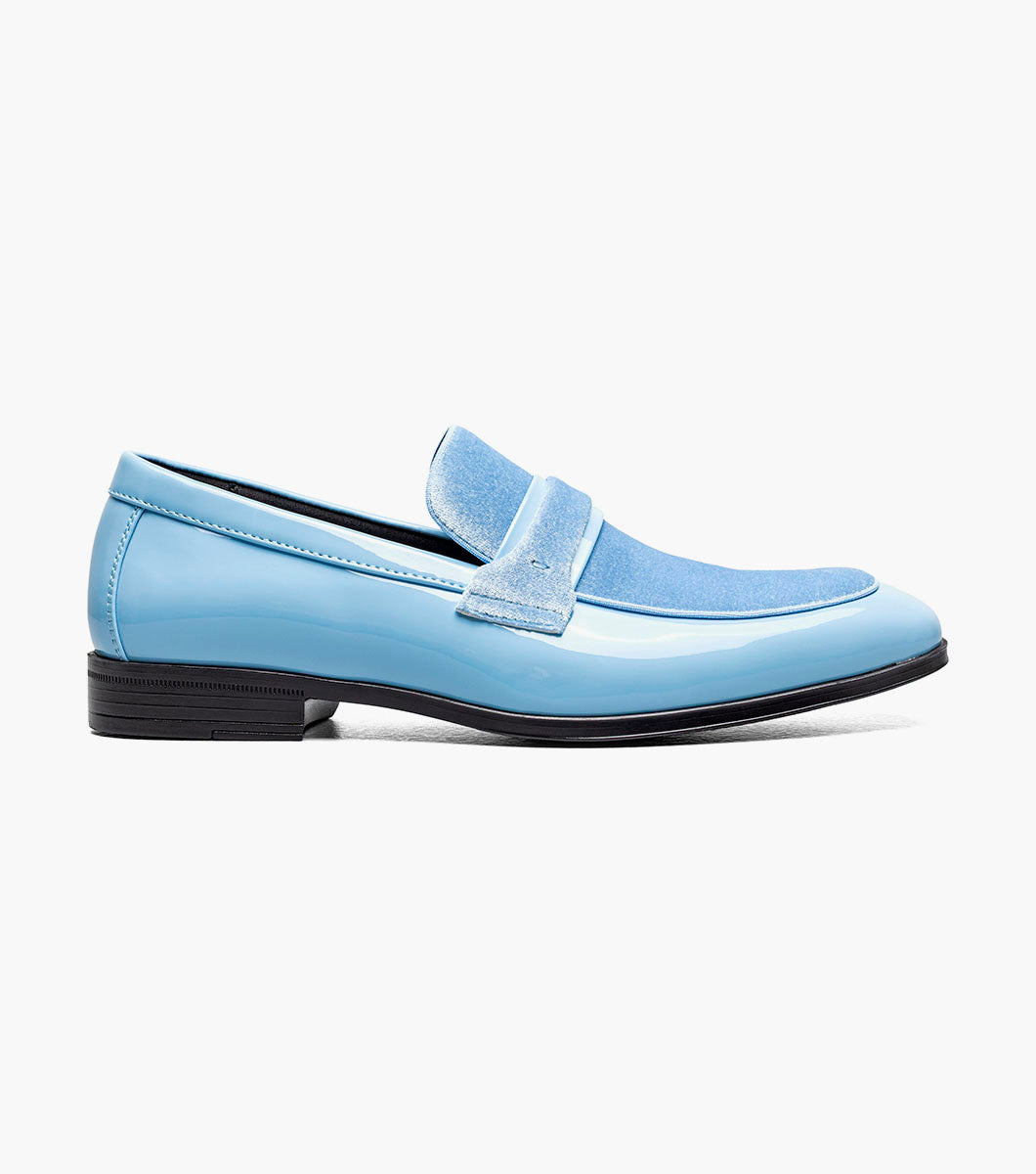Stacy Adams Spratley Light Blue velour patent loafers view 2