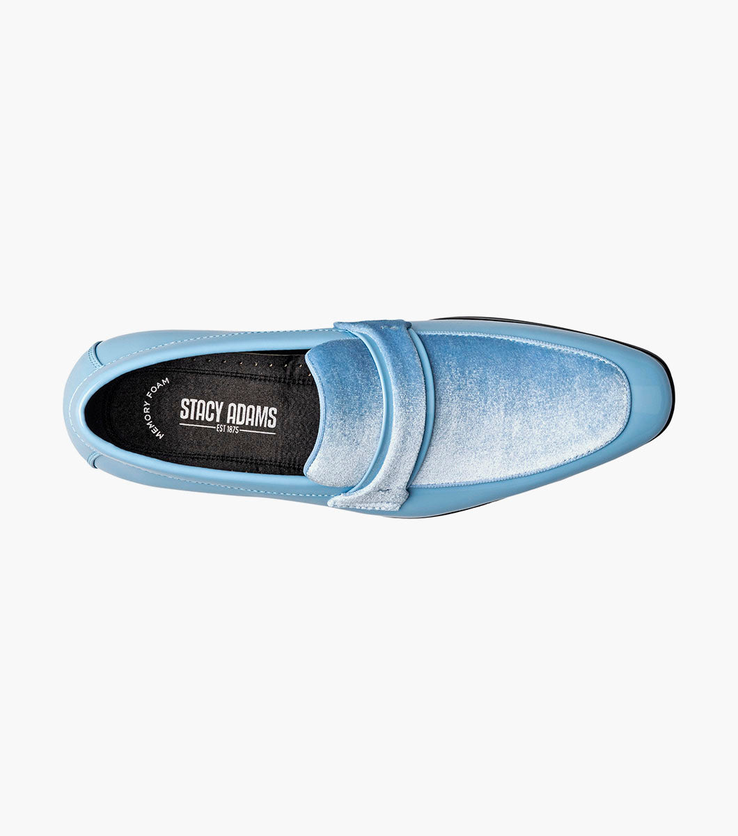 Stacy Adams Spratley Light Blue velour patent loafers view 4