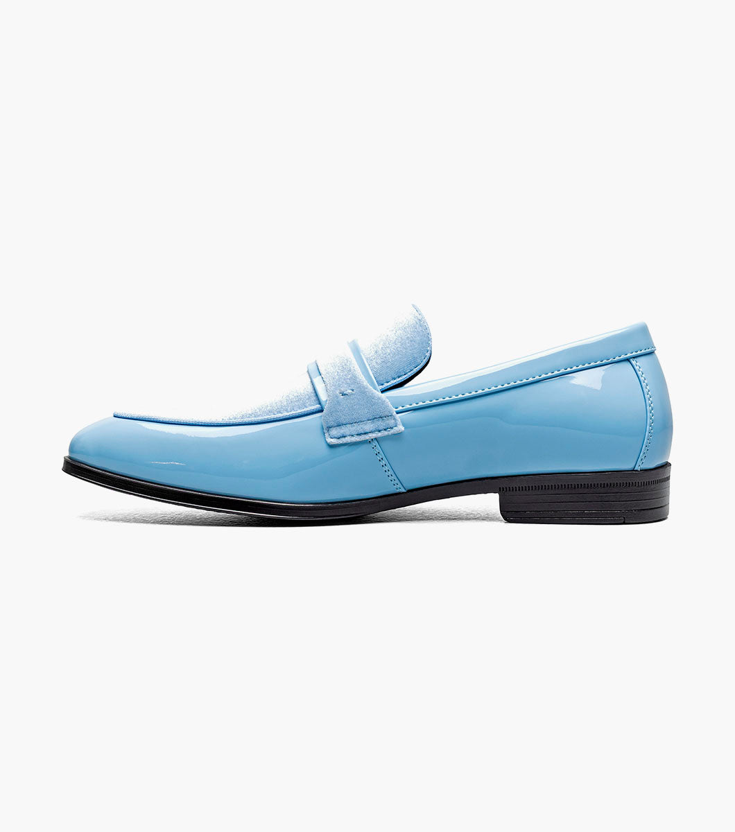 Stacy Adams Spratley Light Blue velour patent loafers view 5
