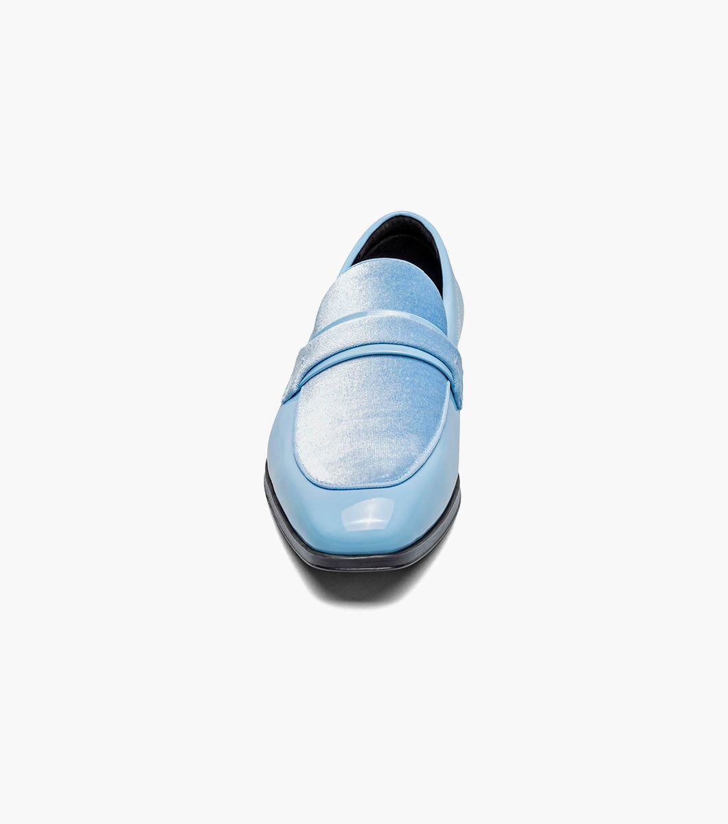 Stacy Adams Spratley Light Blue velour patent loafers view 6