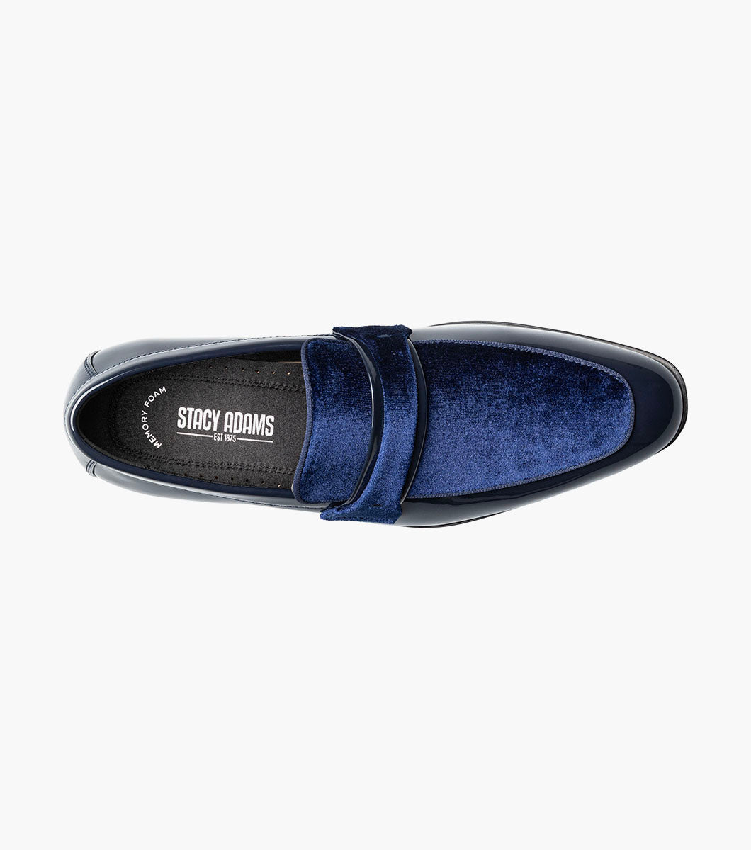 Stacy Adams Spratley Navy velour patent loafers view 4