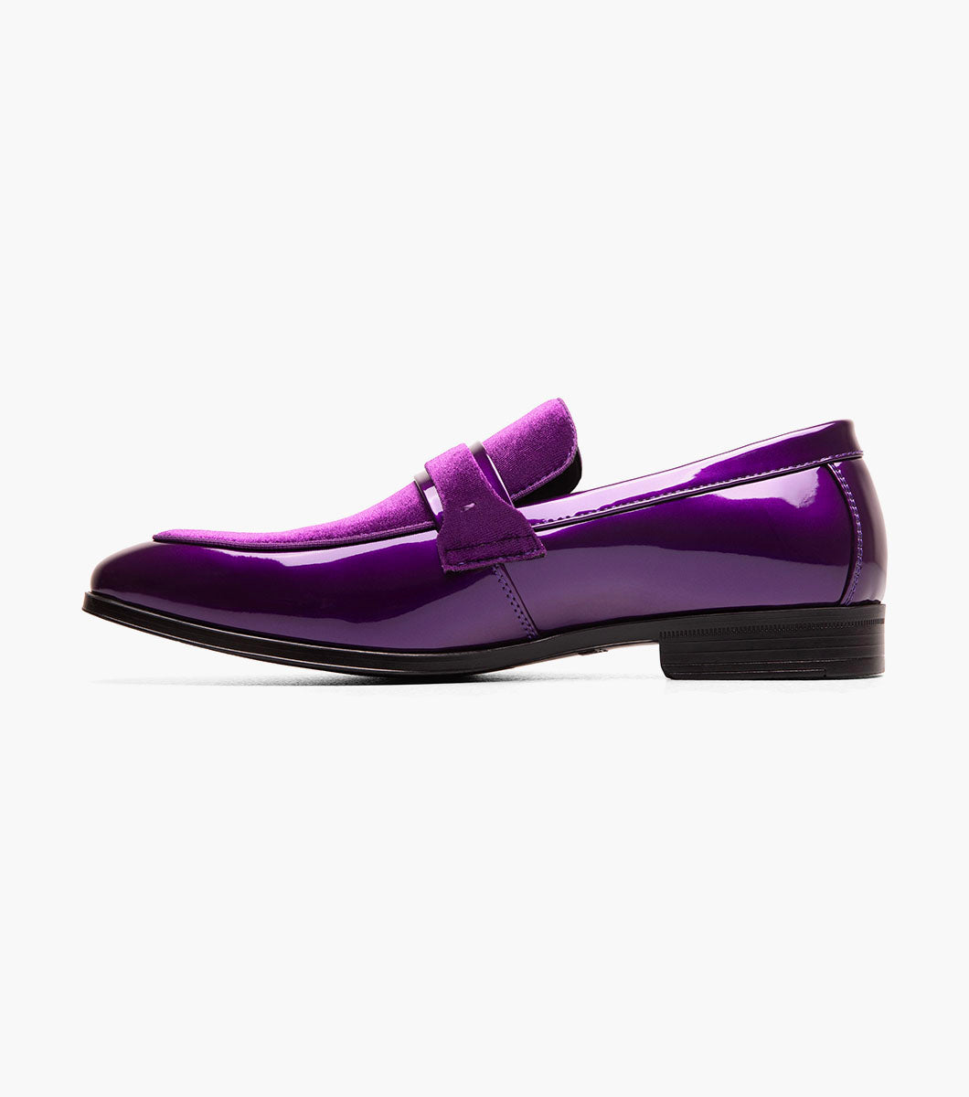 Stacy Adams Spratley Purple velour patent loafers view 5
