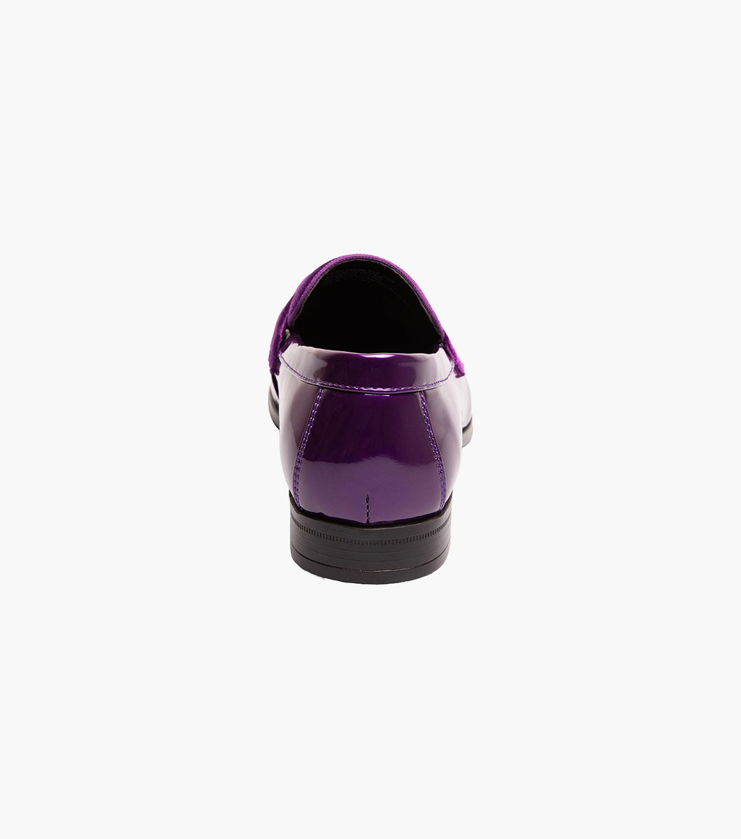 Stacy Adams Spratley Purple velour patent loafers view 7