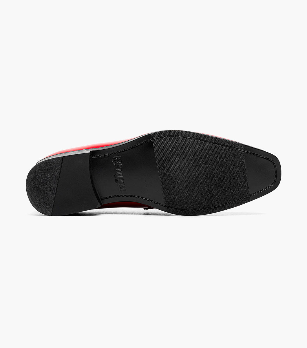 Stacy Adams Spratley Red velour patent loafers view 3