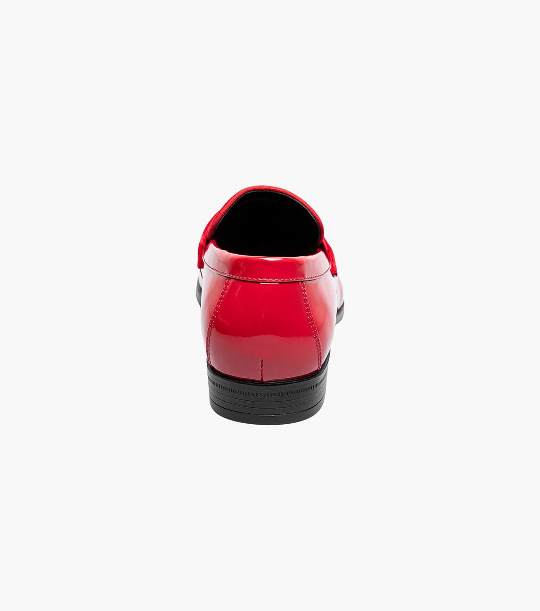Stacy Adams Spratley Red Velour Patent Moc Toe Loafers - Upscale Men's Fashion
