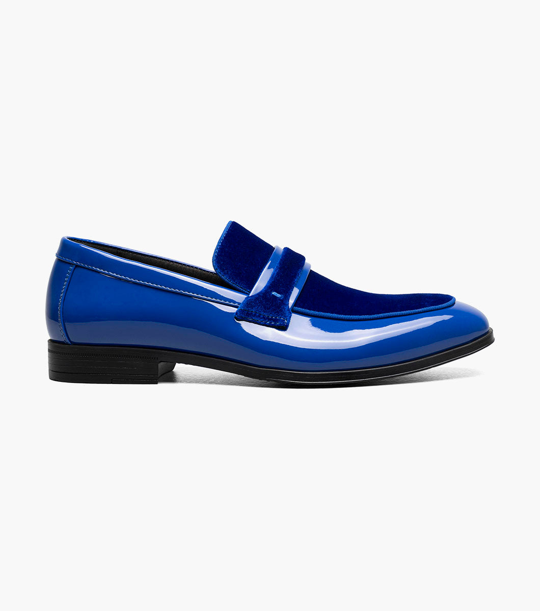 Stacy Adams Spratley Royal Blue velour patent loafers view 2