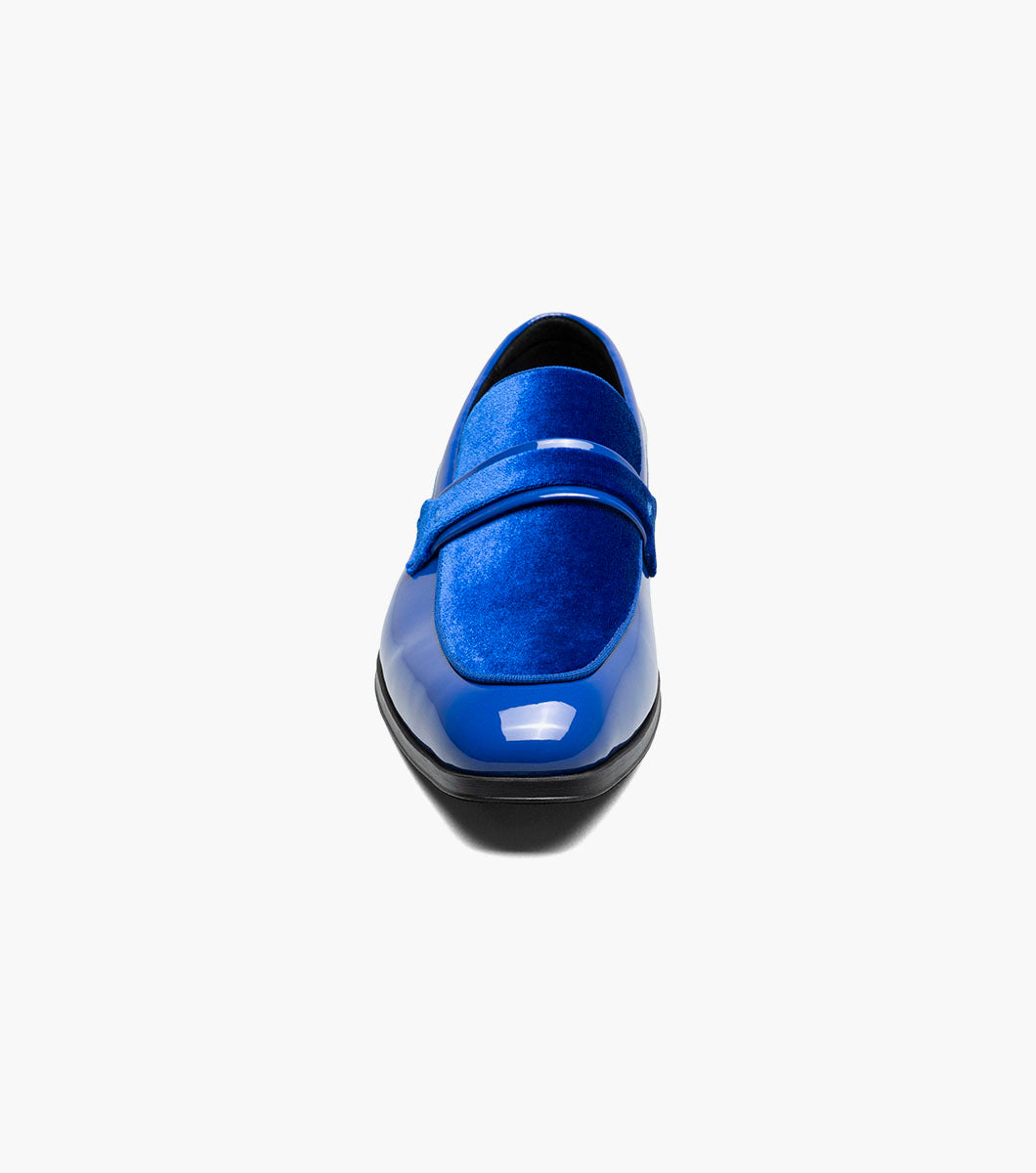 Stacy Adams Spratley Royal Blue velour patent loafers view 6