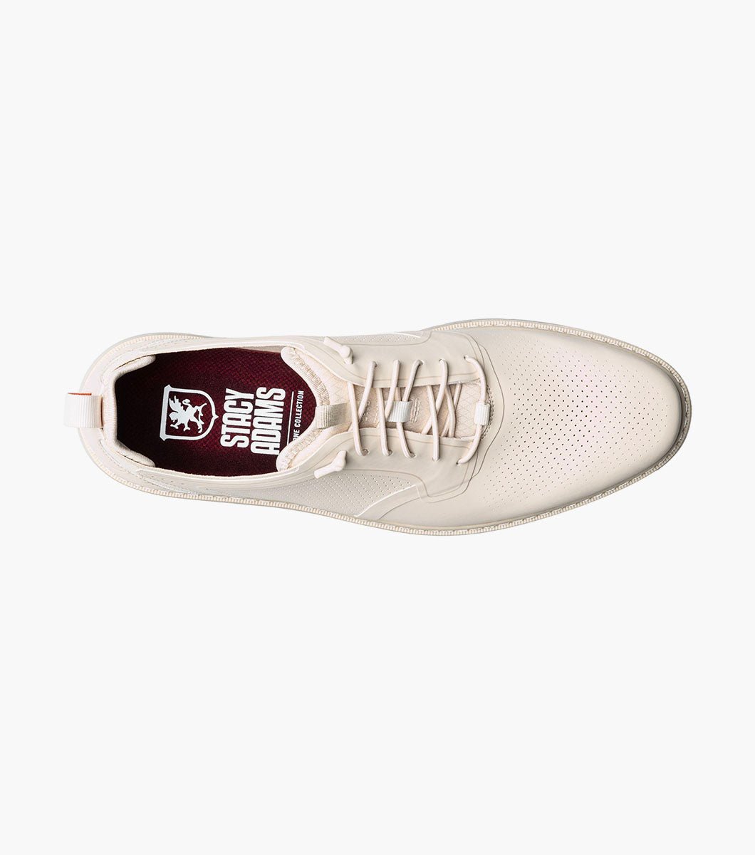 Stacy Adams Synchro Plain Toe Elastic Lace Up - Cream - Upscale Men's Fashion