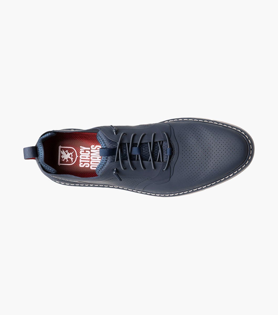 Stacy Adams Synchro Plain Toe Elastic Lace Up - Navy - Upscale Men's Fashion