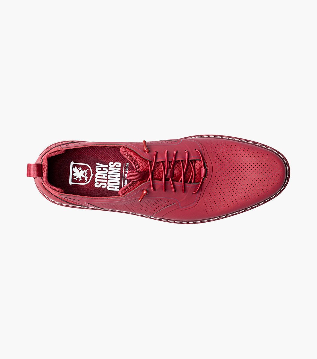 Stacy Adams Synchro Plain Toe Elastic Lace Up - Raspberry - Upscale Men's Fashion