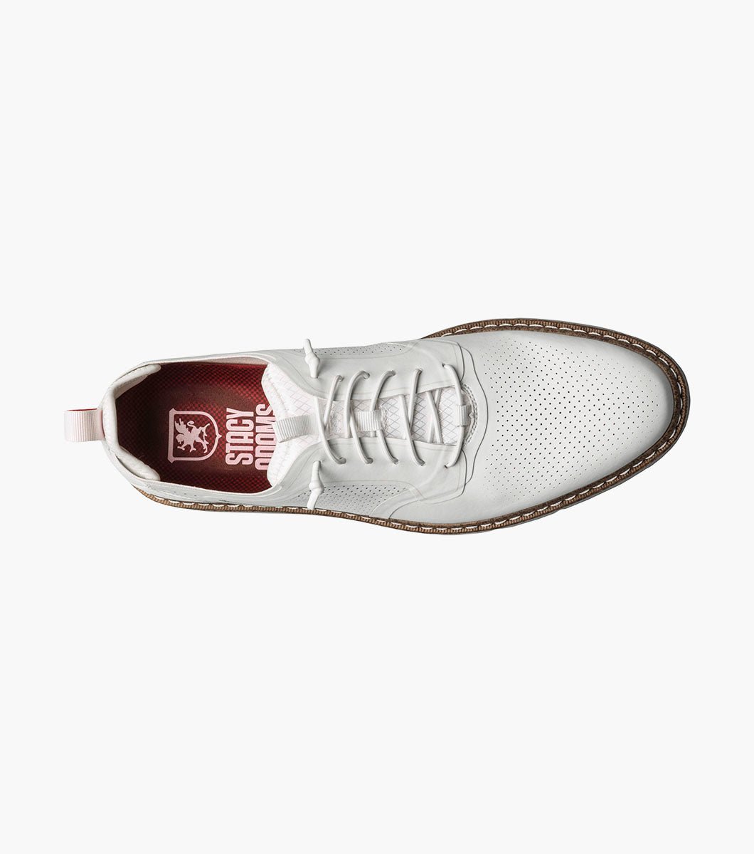 Stacy Adams Synchro Plain Toe Elastic Lace Up - White - Upscale Men's Fashion
