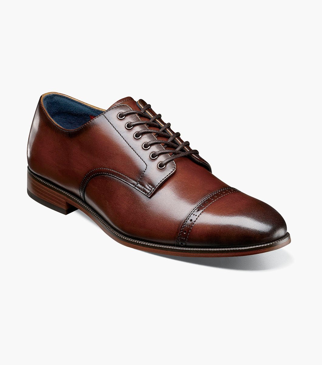Stacy Adams William Leather Cap Toe Oxford Dress Shoes - Brown - Upscale Men's Fashion
