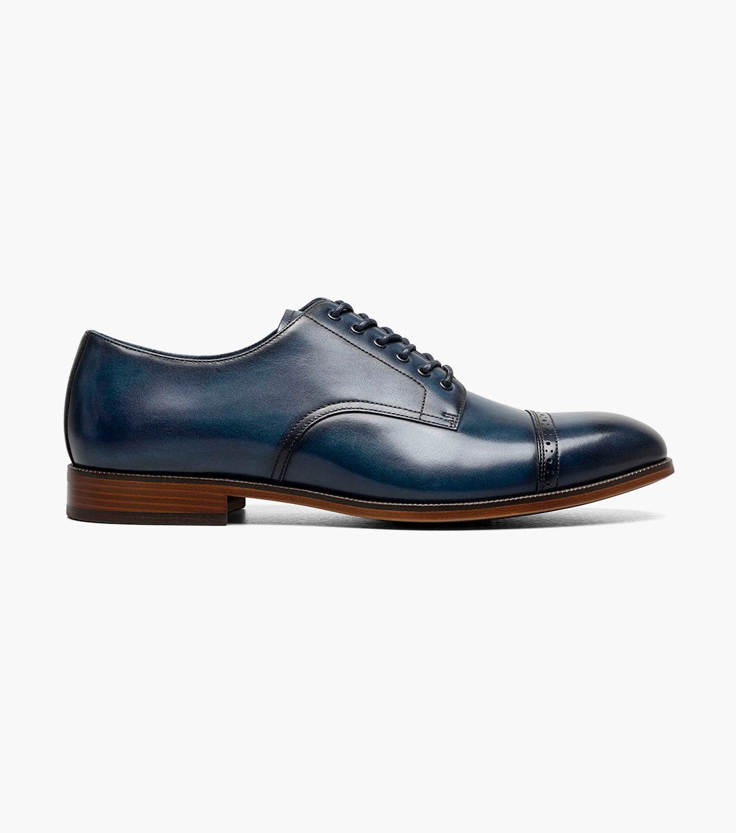 Stacy Adams William Leather Cap Toe Oxford Dress Shoes - Navy - Upscale Men's Fashion
