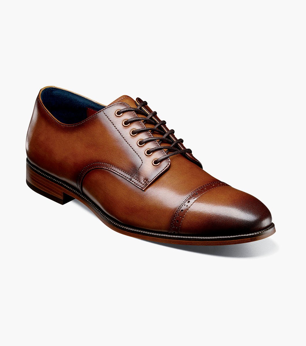 Stacy Adams William Leather Cap Toe Oxford Dress Shoes - Tan - Upscale Men's Fashion