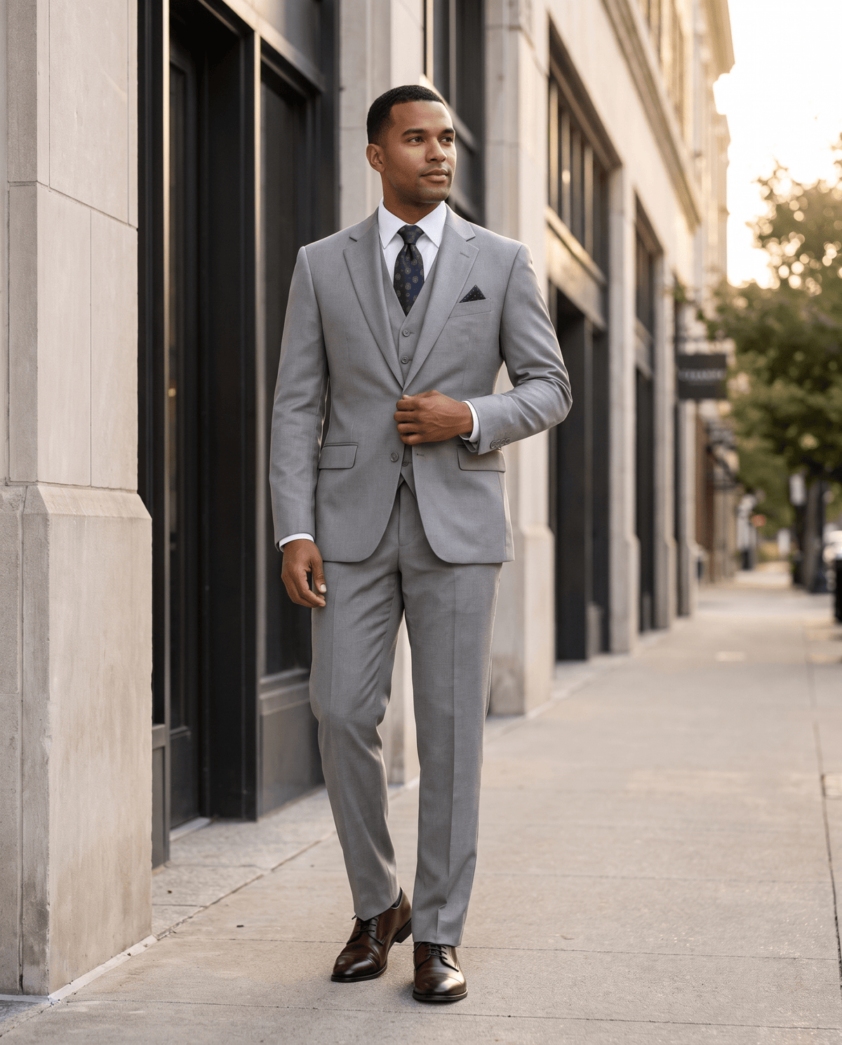 Men’s Ash Tailored Fit 3-Piece Wool Suit – Statement - Upscale Men's Fashion