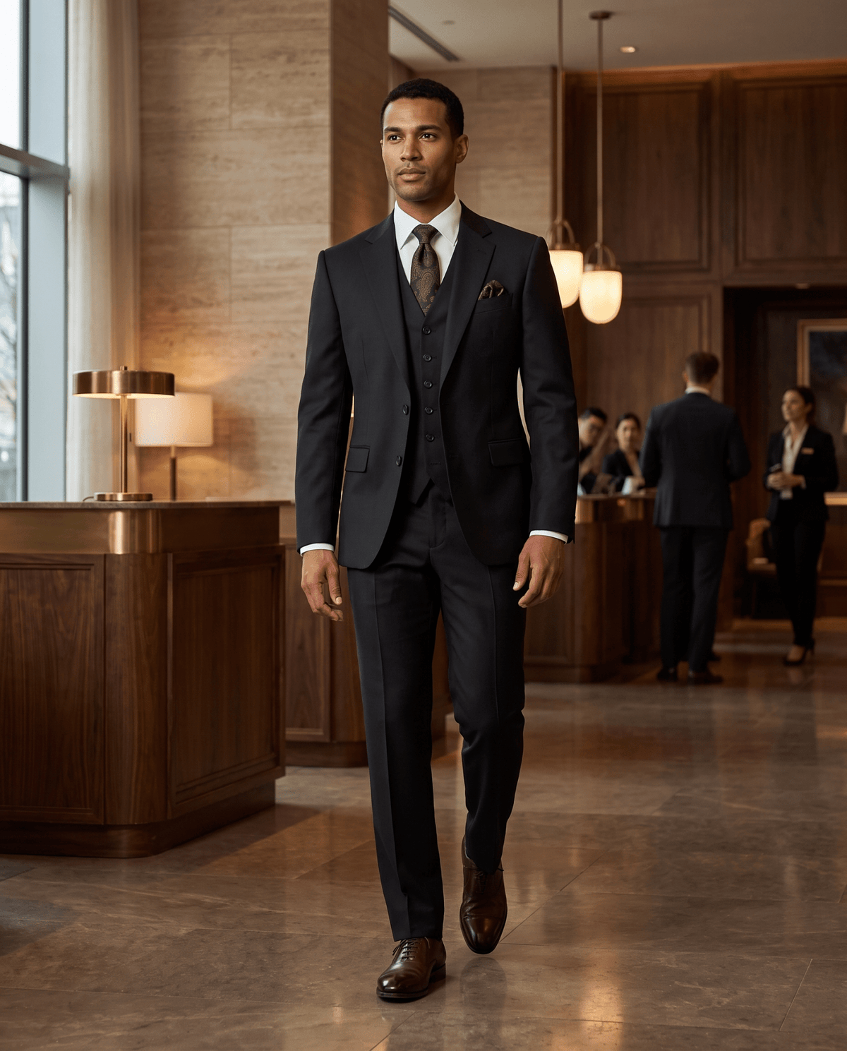 Men’s Black Tailored Fit 3-Piece Wool Suit – Statement - Upscale Men's Fashion