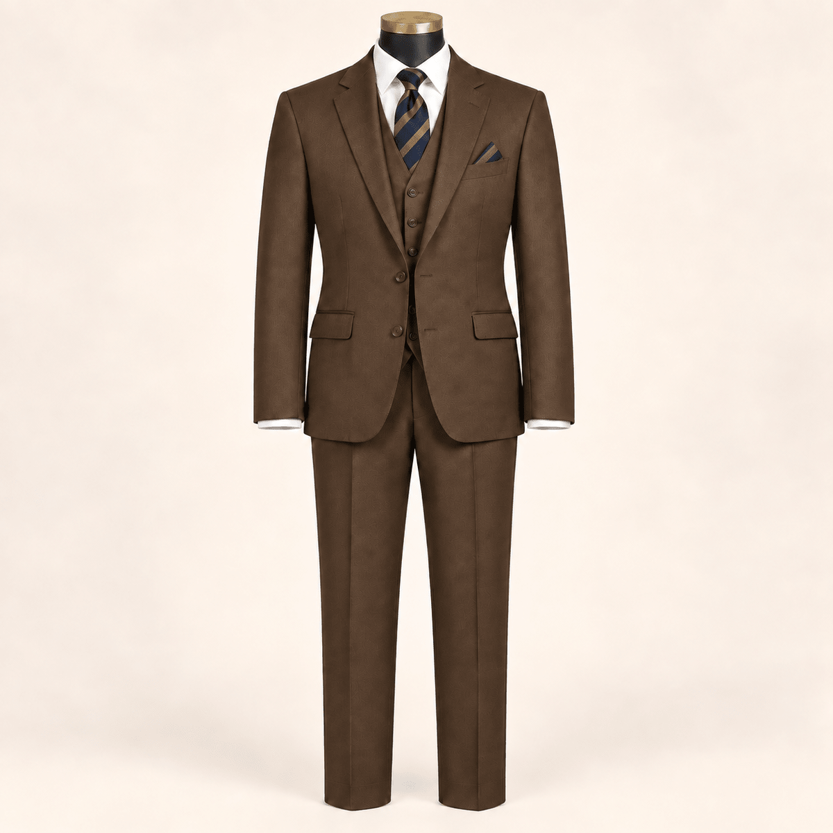 Men’s Bronze Tailored Fit 3-Piece Wool Suit – Statement - Upscale Men's Fashion