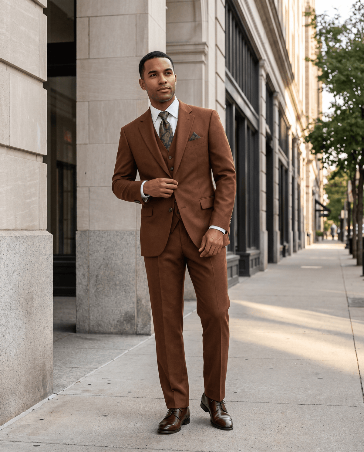Men’s Copper Tailored Fit 3-Piece Wool Suit – Statement - Upscale Men's Fashion