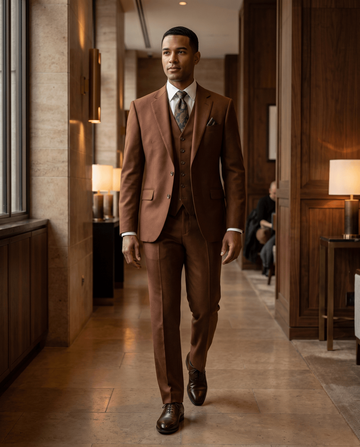 Men’s Copper Tailored Fit 3-Piece Wool Suit – Statement - Upscale Men's Fashion