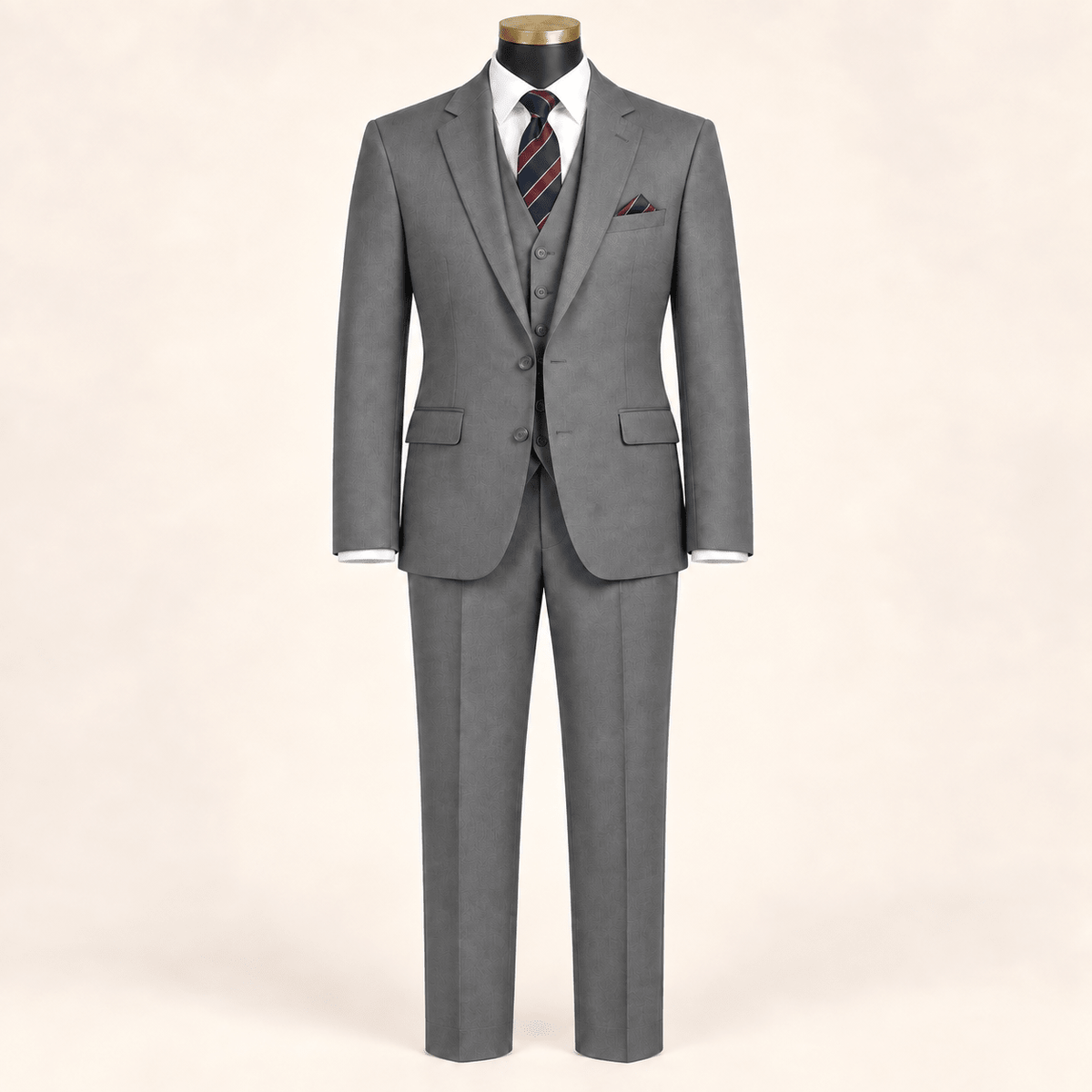 Men’s Grey Tailored Fit 3-Piece Wool Suit – Statement - Upscale Men's Fashion