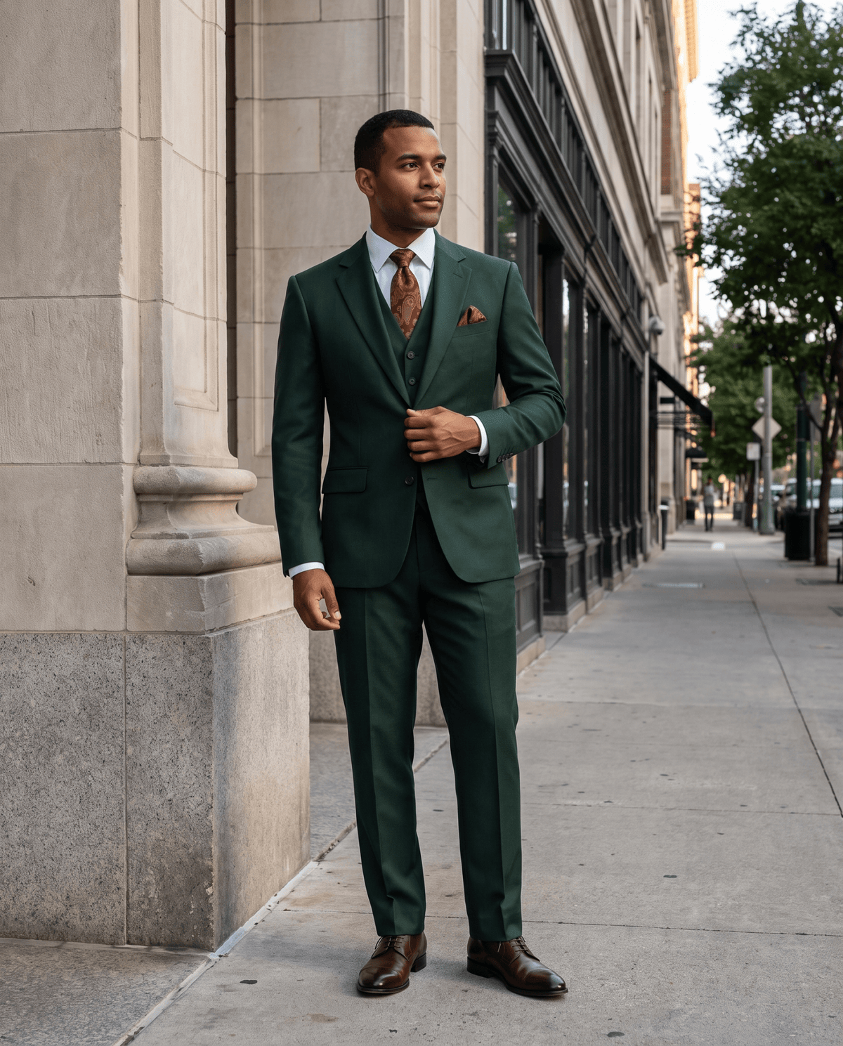 Men’s Hunter Green Tailored Fit 3-Piece Wool Suit – Statement - Upscale Men's Fashion