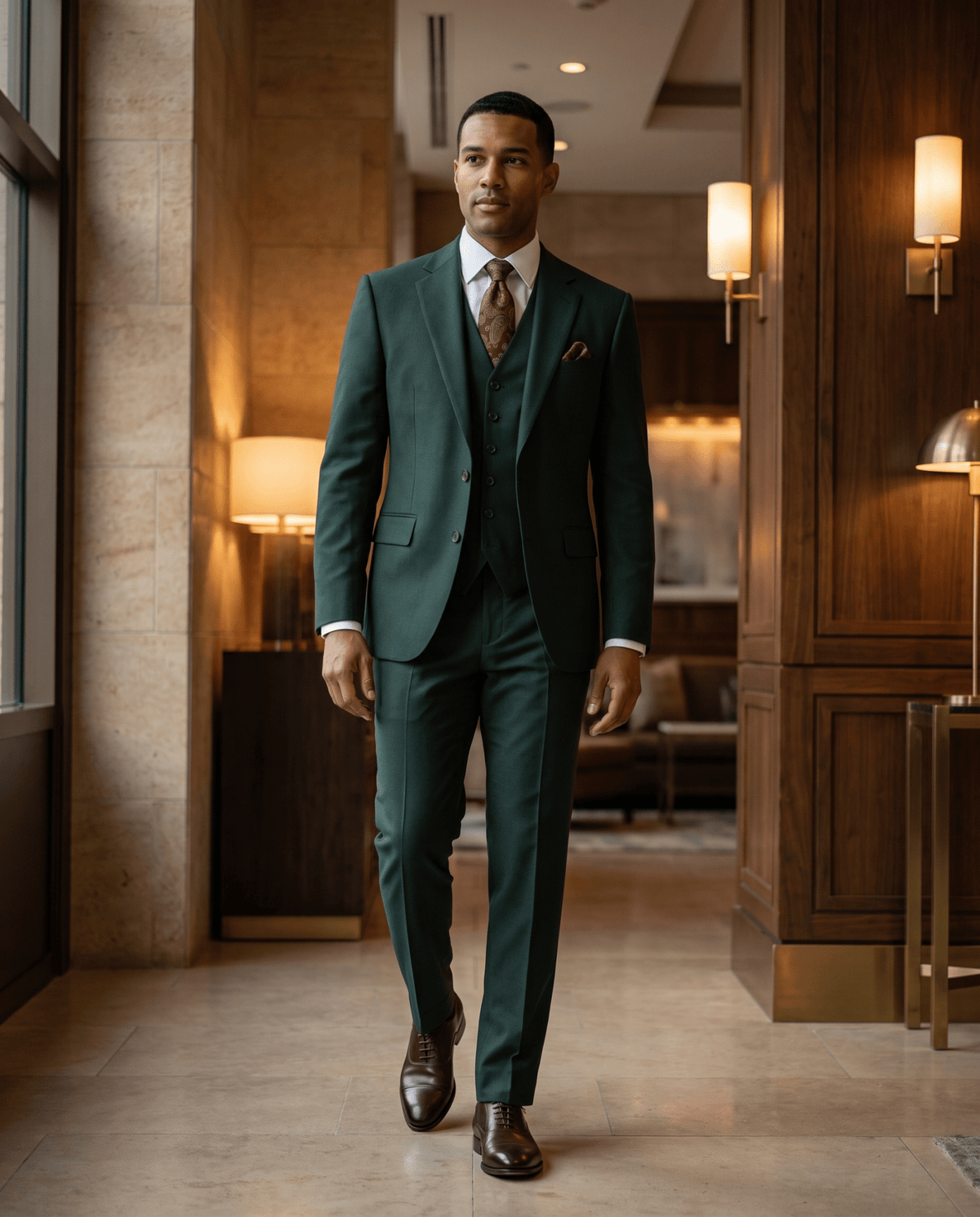 Men’s Hunter Green Tailored Fit 3-Piece Wool Suit – Statement - Upscale Men's Fashion