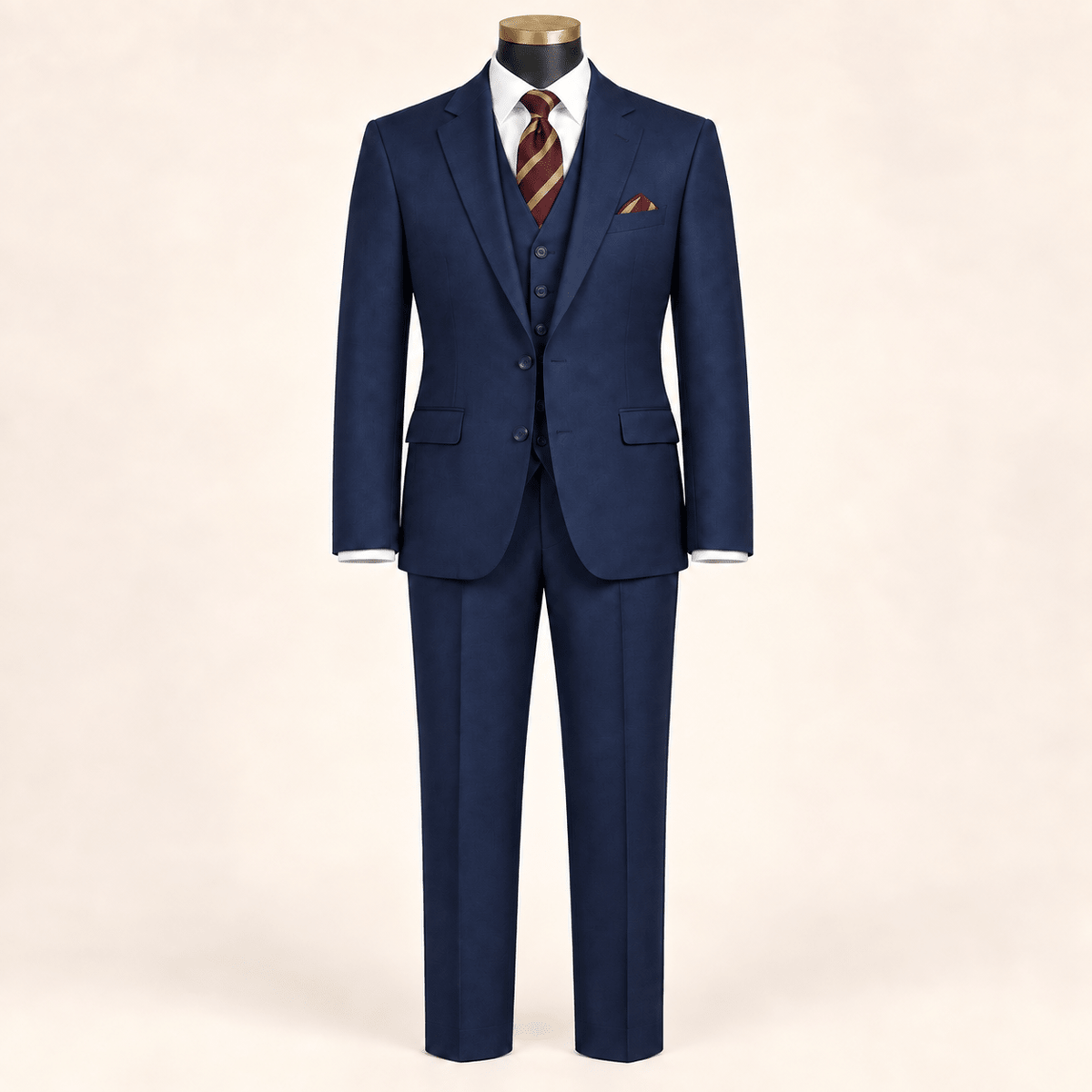 Men’s Navy Tailored Fit 3-Piece Wool Suit – Statement - Upscale Men's Fashion