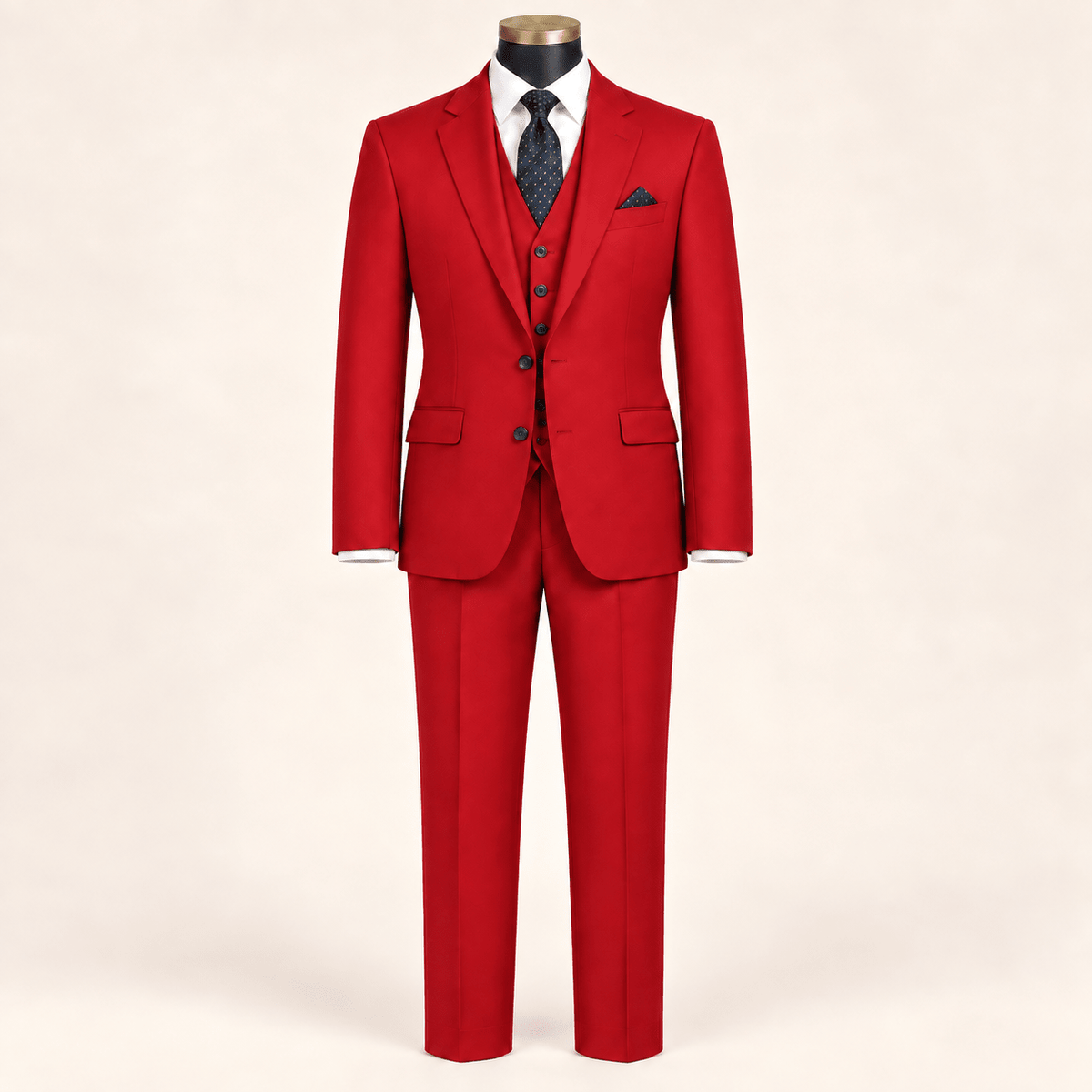Men’s Red Tailored Fit 3-Piece Wool Suit – Statement - Upscale Men's Fashion