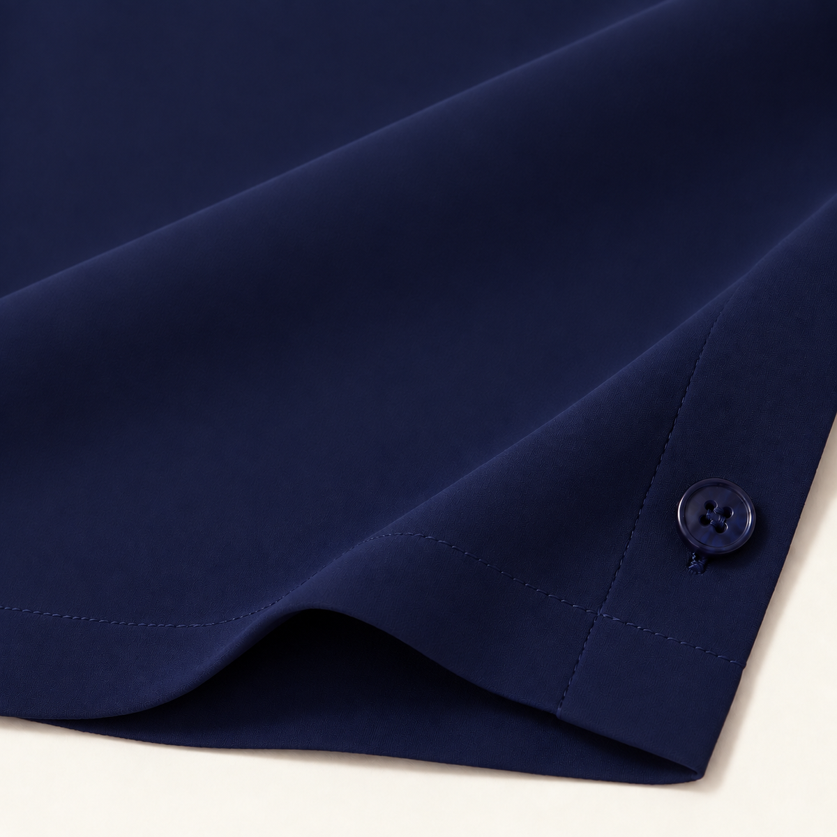 Navy Regular Fit Short Sleeve Crepe Camp Collar Shirt
