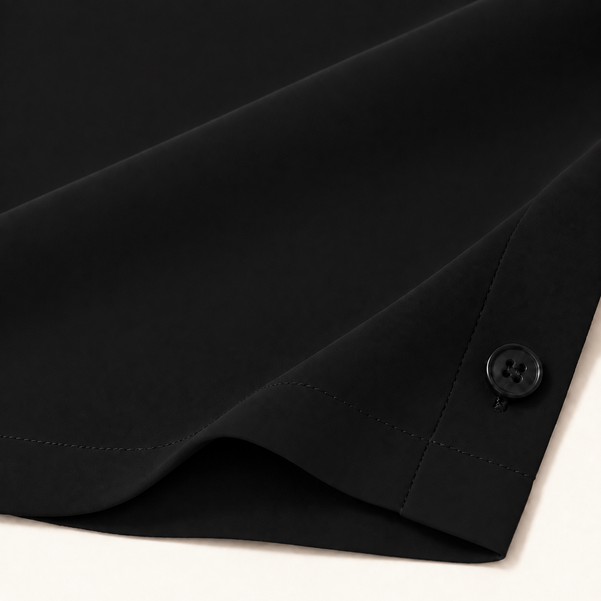 Black Regular Fit Short Sleeve Crepe Camp Collar Shirt